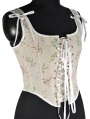 Beige Branch Flower Vintage Lace Up Overbust Corset Tank Top