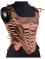 Brown/White Satin French Retro Boned Short Overbust Corset Top