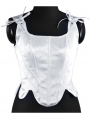 Brown/White Satin French Retro Boned Short Overbust Corset Top