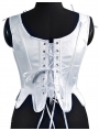 Brown/White Satin French Retro Boned Short Overbust Corset Top