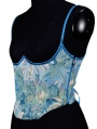 Blue Jacquard Waist Training Underbust Victorian Corset Top