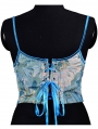 Blue Jacquard Waist Training Underbust Victorian Corset Top