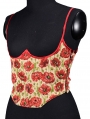 Red Floral Pattern Waist Training Underbust Victorian Corset Top