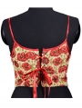 Red Floral Pattern Waist Training Underbust Victorian Corset Top