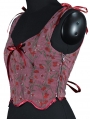 Red Floral Corduroy V-neck Bow Short Victorian Corset Top