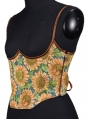 Yellow Sunflower Print Waist Training Underbust Victorian Corset Top