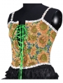 Yellow Sunflower Painting Retro Renaissance Lace Up Overbust Corset Top