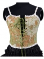 Vintage Jacquard Embroidery Straps Overbust Lace Up Renaissance Corset Top