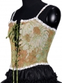 Vintage Jacquard Embroidery Straps Overbust Lace Up Renaissance Corset Top