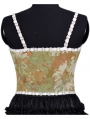 Vintage Jacquard Embroidery Straps Overbust Lace Up Renaissance Corset Top