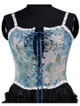 Vintage Jacquard Embroidery Straps Overbust Lace Up Renaissance Corset Top