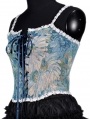 Vintage Jacquard Embroidery Straps Overbust Lace Up Renaissance Corset Top