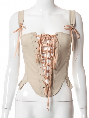 Vintage Lace Up Boned Slim Fit Renaissance Overbust Corset Top