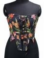 Vintage Floral Pattern Strapless Lace-Up Renaissance Corset Top