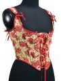 Red Vintage Floral Pattern Sexy Lace Up Victorian Corset Top
