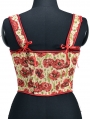 Red Vintage Floral Pattern Sexy Lace Up Victorian Corset Top