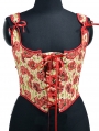 Red Vintage Floral Pattern Sexy Lace Up Victorian Corset Top