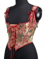 Red Floral Embroidery Sexy Lace Up Short Renaissance Corset Top