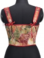 Red Floral Embroidery Sexy Lace Up Short Renaissance Corset Top