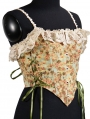 Green and Yellow Print Lace Ruffles Renaissance Floral Corset Top