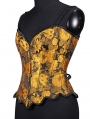 Yellow/Brown Embroidered Sunflower Pattern Overbust Victorian Corset Top