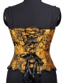 Yellow/Brown Embroidered Sunflower Pattern Overbust Victorian Corset Top