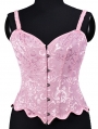 Pink/White Cute Petal Hem Boned Strap Victorian Overbust Corset Top