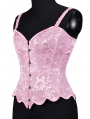 Pink/White Cute Petal Hem Boned Strap Victorian Overbust Corset Top