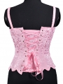 Pink/White Cute Petal Hem Boned Strap Victorian Overbust Corset Top