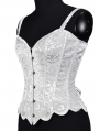 Pink/White Cute Petal Hem Boned Strap Victorian Overbust Corset Top