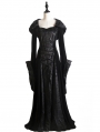 Black Velvet Vintage Gothic Medieval Vampire Hooded Dress