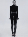 Black Gothic Victorian Elegant Velvet Party Tail Coat for Women