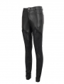 Black Gothic Punk Leather Lace Applique Long Slim Pants for Women