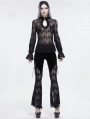 Black Sexy Gothic Lace Long Flared Pants for Women