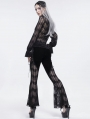 Black Sexy Gothic Lace Long Flared Pants for Women