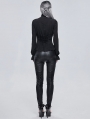 Black Gothic Elegant Flower Long Sleeve Blouse for Women