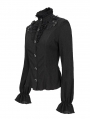 Black Gothic Elegant Flower Long Sleeve Blouse for Women