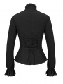 Black Gothic Elegant Flower Long Sleeve Blouse for Women
