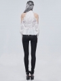 White Elegant Gothic Sexy Off-the-Shoulder Long Sleeve Shirt for Women