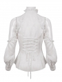 White Elegant Gothic Sexy Off-the-Shoulder Long Sleeve Shirt for Women