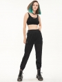 Black Gothic Grunge Causal Long Cargo Pants for Women