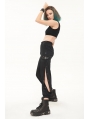 Black Gothic Grunge Causal Long Cargo Pants for Women