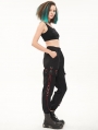 Black and Red Gothic Punk Daily Wear Long Cargo Pants for Women