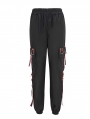 Black and Red Gothic Punk Daily Wear Long Cargo Pants for Women