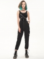 Black Gothic Punk Grunge One Shoulder Overalls for Women