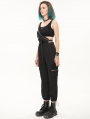 Black Gothic Punk Grunge One Shoulder Overalls for Women