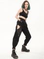 Black Gothic Punk Pentagram Chain Loose Cargo Trousers for Women