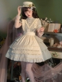 Green and Ivory Pastoral Fake Two-Piece Classic Lolita OP Dress