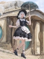 Witch's Letters Black and White Sweet Doll Embroidered Gothic Lolita JSK Dress