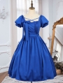 Klein Blue Elegant Cross Straps Short Sleeve A-Line Classic Lolita OP Dress